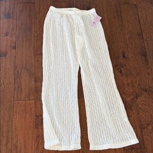 Kids Cream Knit Pajama Pants - Brand Unspecified